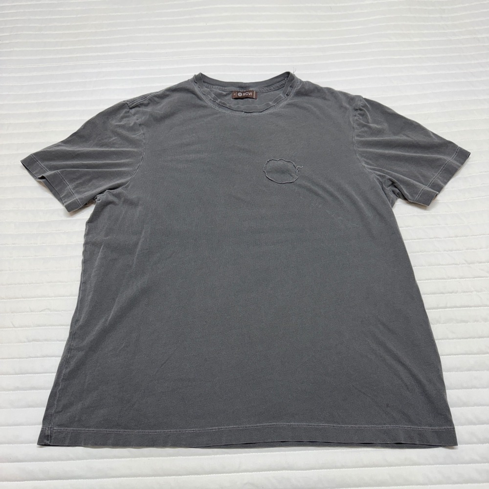 XCVI Women Charcoal Gray Mineral Wash Cotton T-Shirt Made in USA Size L #5033